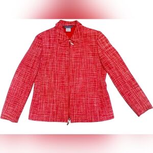 Austin Reed Women's Red Silk Zip Up Blazer- Size Large EUC
